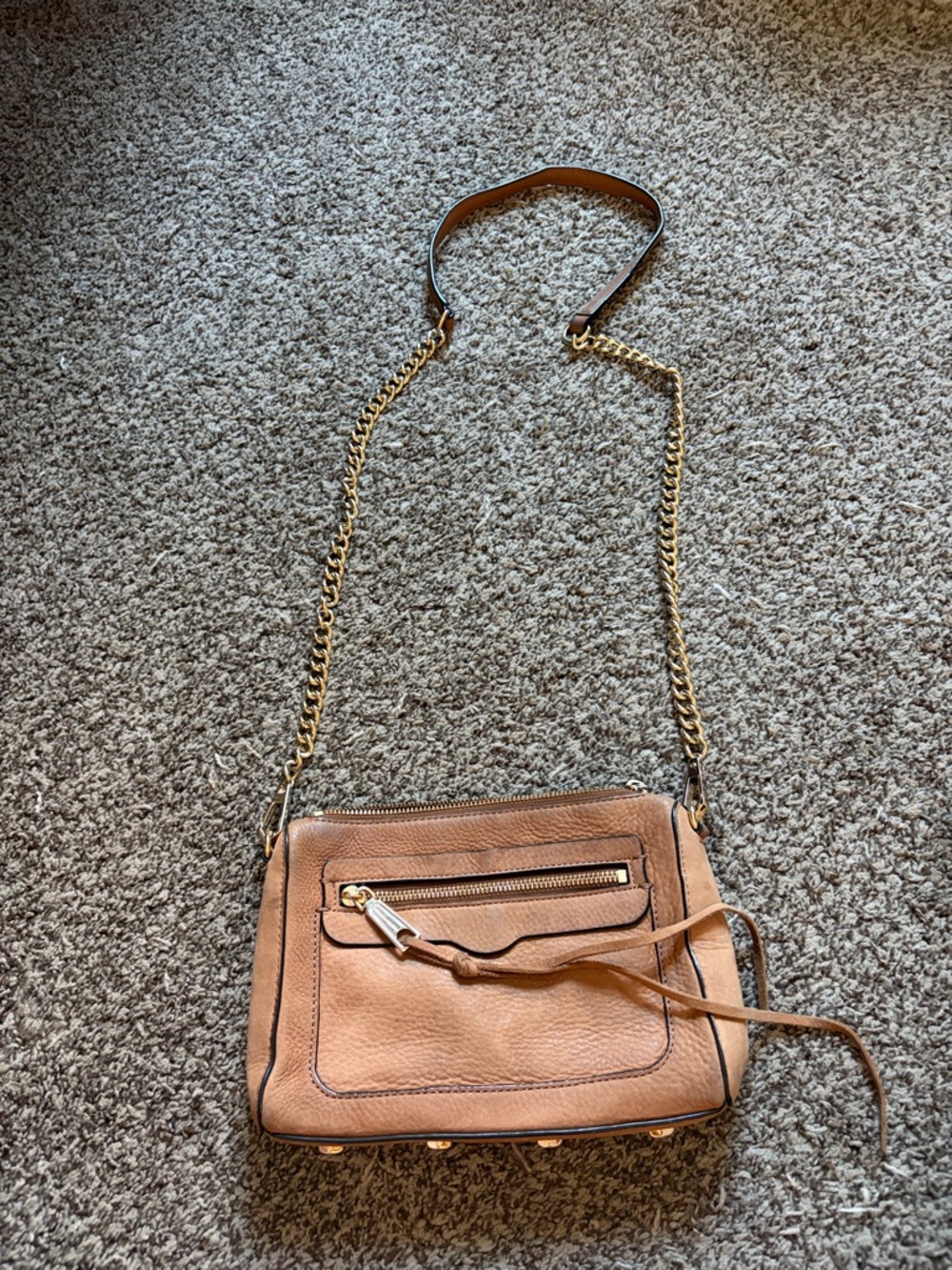 Rebecca minkoff Leather Crossbody Shoulder Bag in Tan